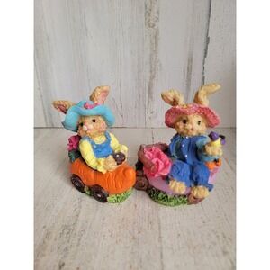 Easter bunny carrot car chick rabbit set home decor figure spring flower